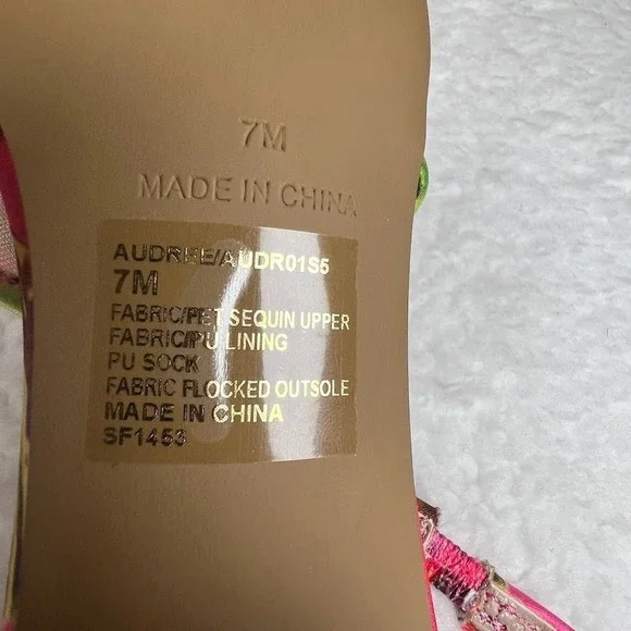 Betsey Johnson Audree Floral Slingback Kitten Heels Sequin Pointed Toe Women's 7 - Picture 6 of 9